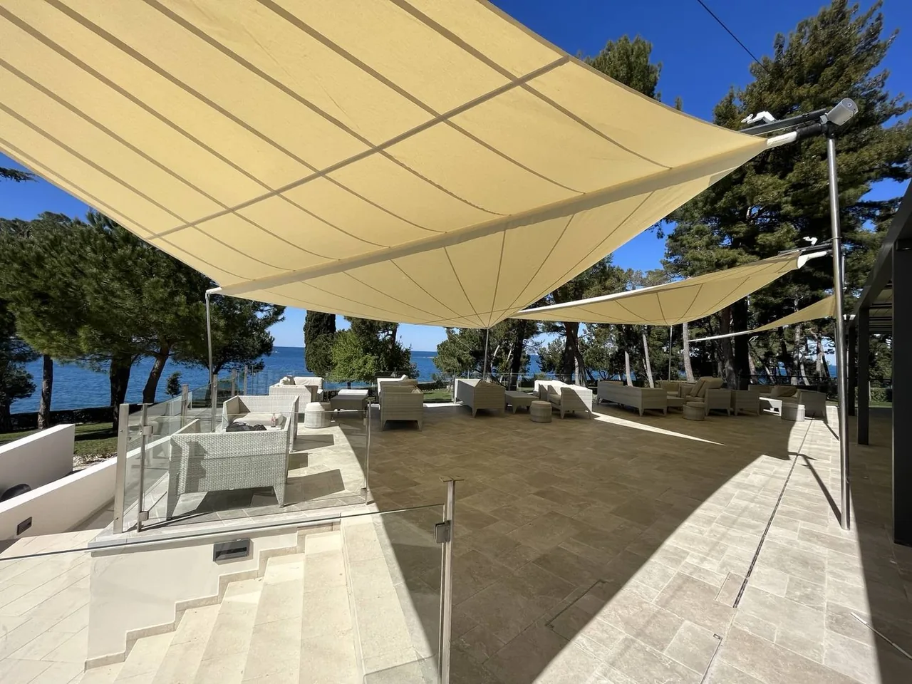 Three HTC I retractable sail systems at Hotel Parentium in Istra